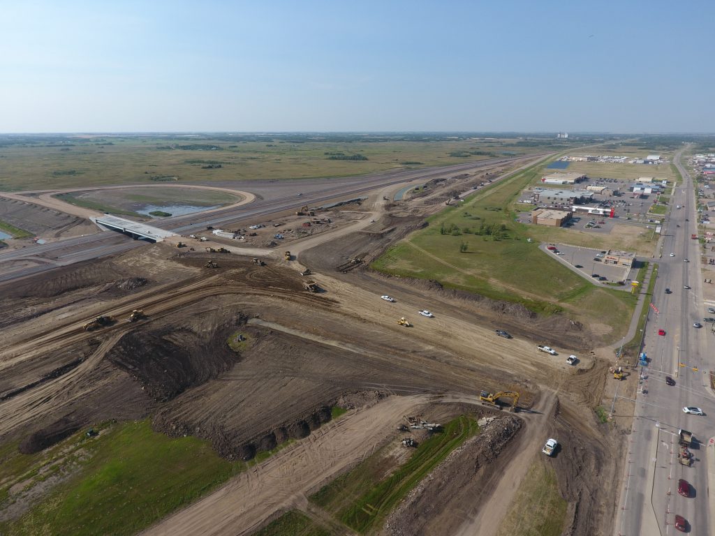 Day 4 of the 30-day closure to replace an existing at-grade highway crossing, connecting the highway to the west and the city of Martensville to the east.