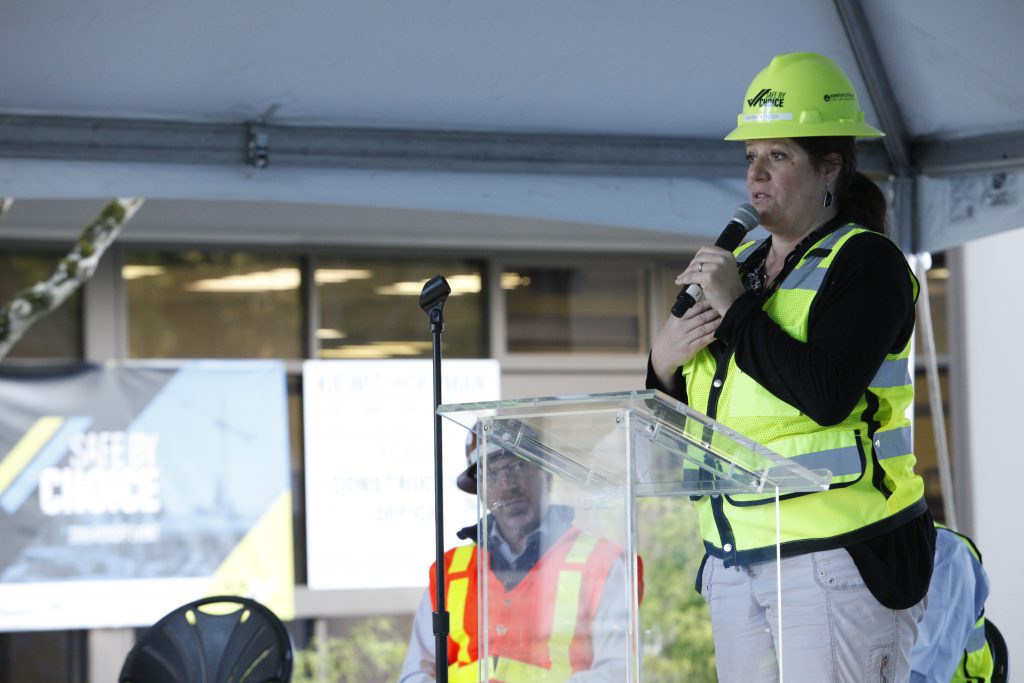 Sound Transit Board Member Claudia Balducci speaks about the importance of the work crews are building and the impact it will have on the community. 