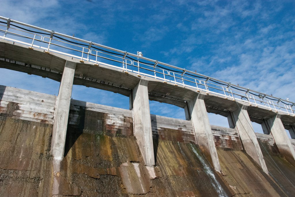 100-year-old dam structure awaiting decommissioning.