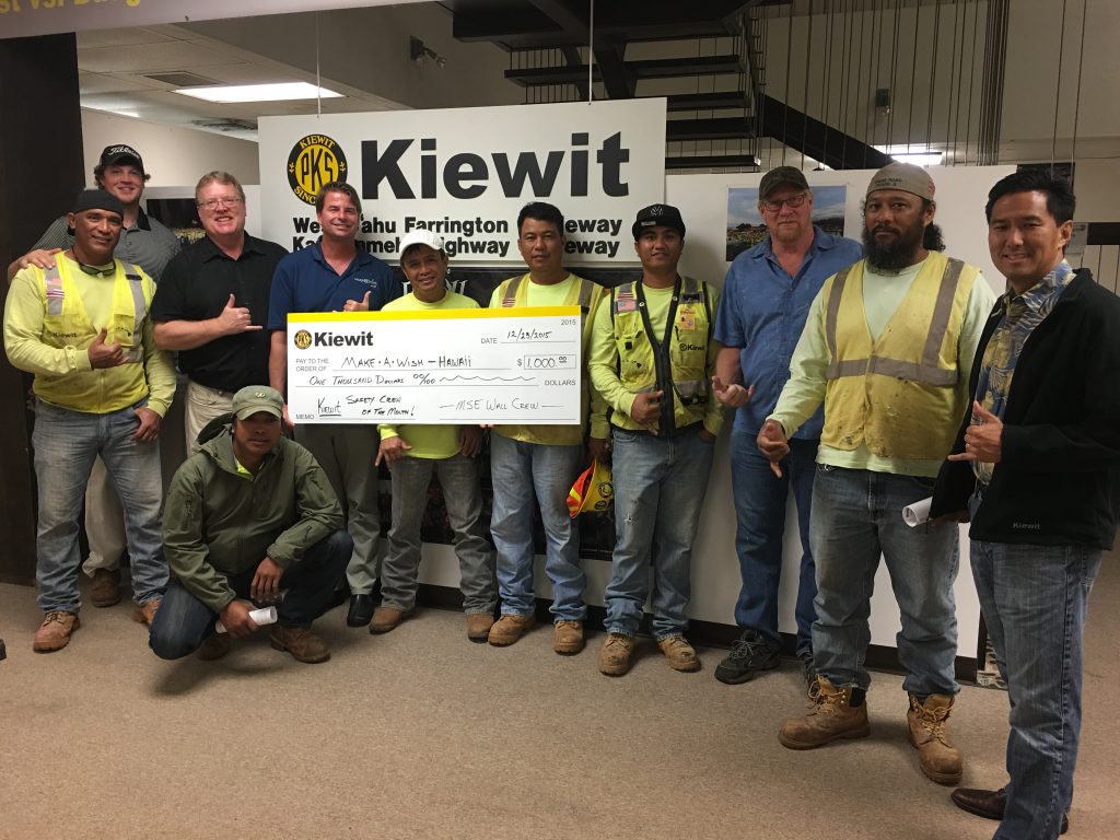 On the Hawaii Guideway project, CVIS members are involved in the selection of a safety crew of the month, which the project then supports with $1,000 to donate to a local charitable organization of the crew’s choosing.