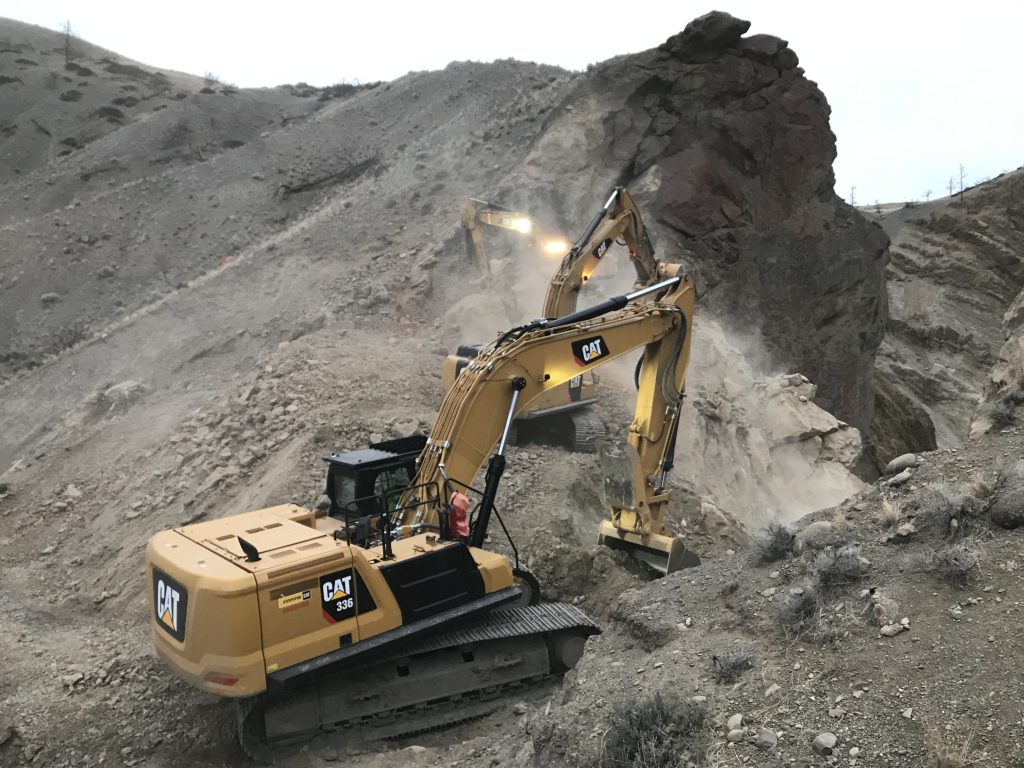 One of the toughest jobs on the Big Bar project was clearing a path to get heavy equipment down to the river to clear landslide debris and restore the habitat for migrating salmon. 