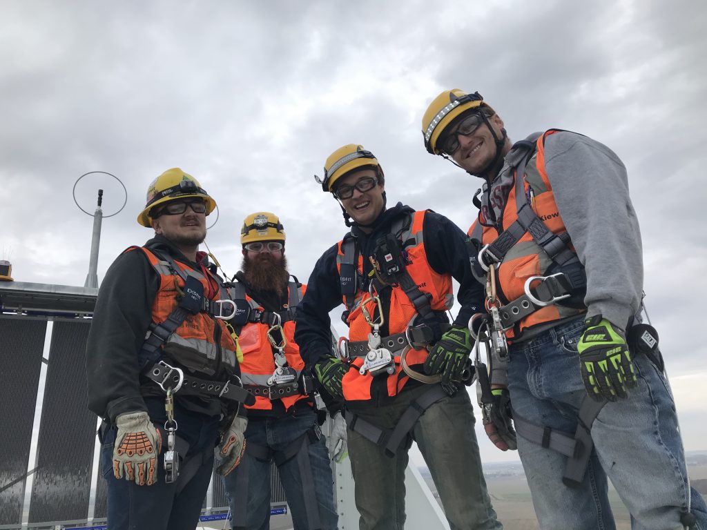 Field engineers at the Timber Road IV project are (from left to right) Andrew Johnson, Tyler Williamson, Scout Crow and Ryan Halbur. 