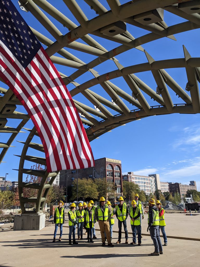 During their first semester at college, Kiewit Scholars visited the Riverfront Revitalization Project site in Omaha, Nebraska. 