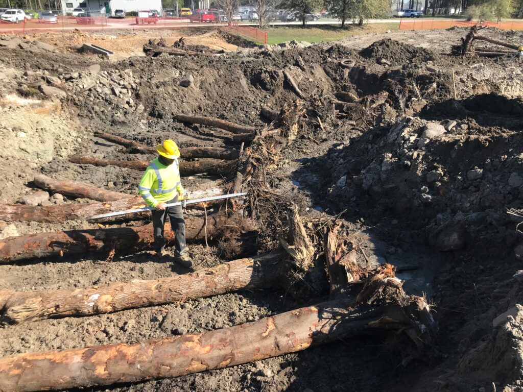 Vegetation cleared from the site was reused in many applications, including to build in-stream structures, as shown here.