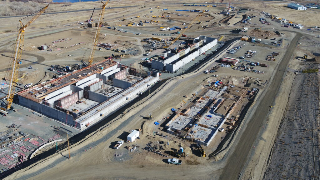 The filter and pretreatment buildings were the two largest structures on-site and drove the critical construction path.